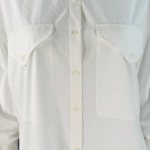 KHAITE Size XS White Cotton Oversized Two Pockets Blouse - Picture 2 of 9